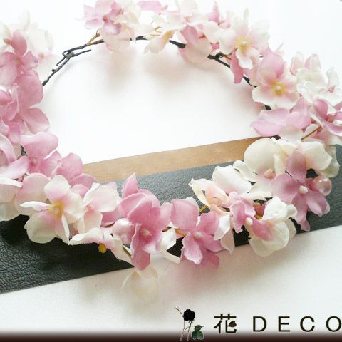 花冠 紫陽花 ピンク 髪飾り ヘッドドレス ウェディング アートフラワー拍卖