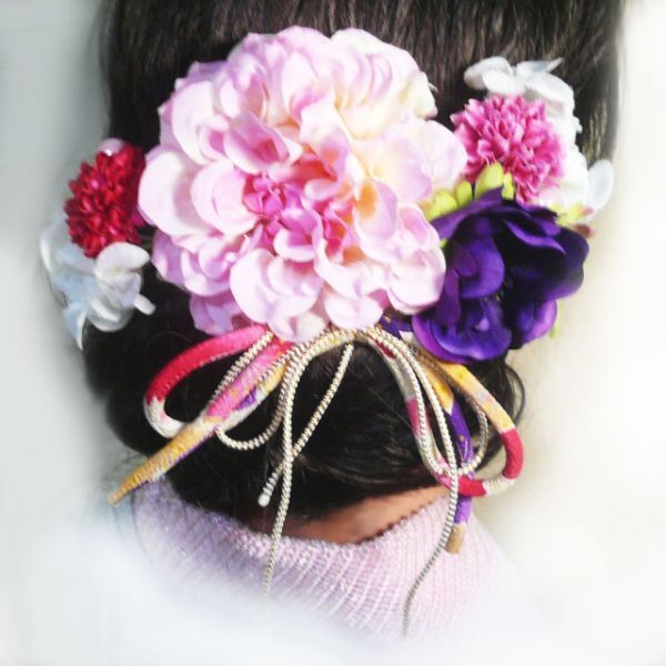 髪飾り 成人式 卒業式 花 ダリアcpとアネモネ ピンク 振袖 結婚式 袴 浴衣 着物(1)(2)拍卖