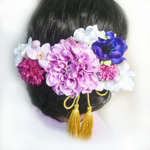 髪飾り 成人式 結婚式 卒業式 花 ダリアroとアネモネ他房付 ピンク 振袖 袴 浴衣 着物 和装(1)(2)拍卖