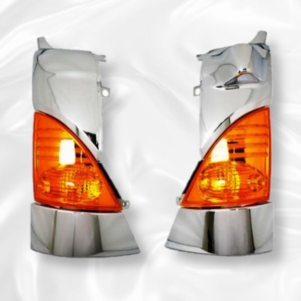 日野 レンジャープロ メッキコーナーパネル オレンジ コーナーレンズ 交換タイプ ウィンカー 左右 メッキ 部品 カスタム パーツ オプション拍卖