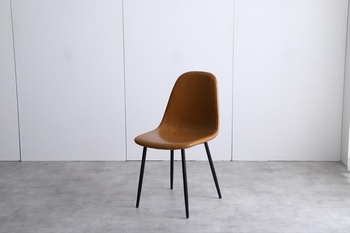 椅子 合成皮革 肘無し おしゃれ デスクチェア ダイニングチェア キャメル色 単品 1脚拍卖