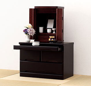 ミニ仏壇にぴったりのコンパクトチェスト 幅60 高さ43.5 ダークブラウン色 完成品拍卖