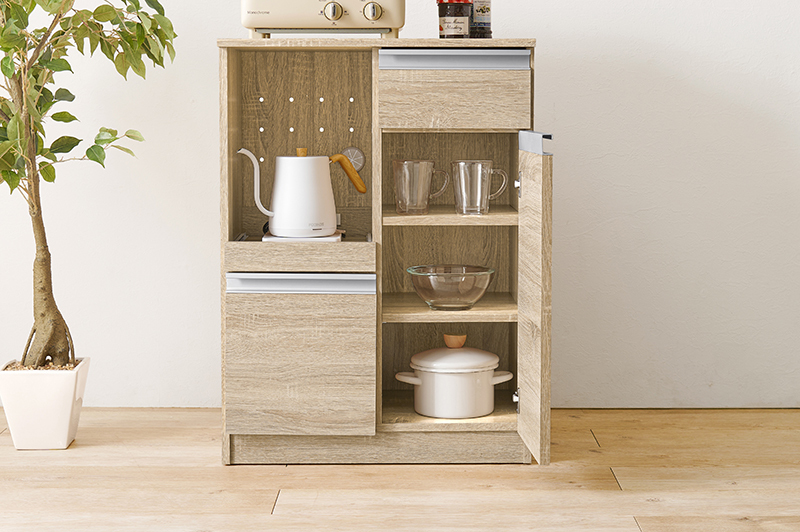 レンジ台 幅60 レンジボード カウンター キッチンカウンター キッチン収納 ナチュラル色拍卖