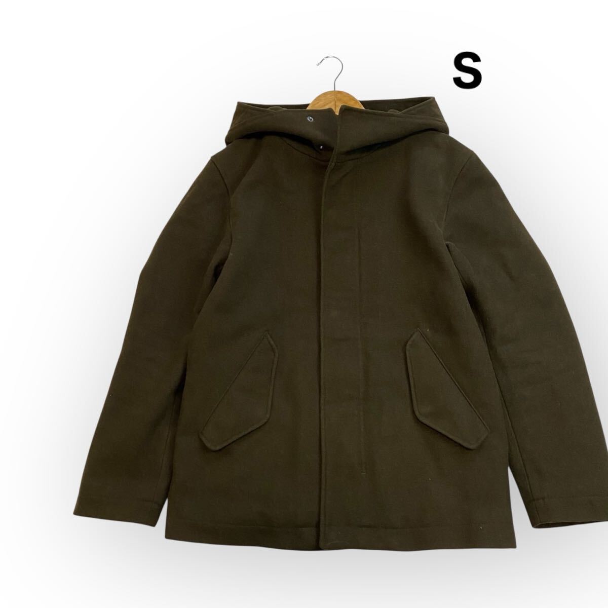 UNIQLO ユニクロ ウールブレンドパーカ コート ジャケット アウター カーキ メンズS 中綿 ショートコート 冬拍卖