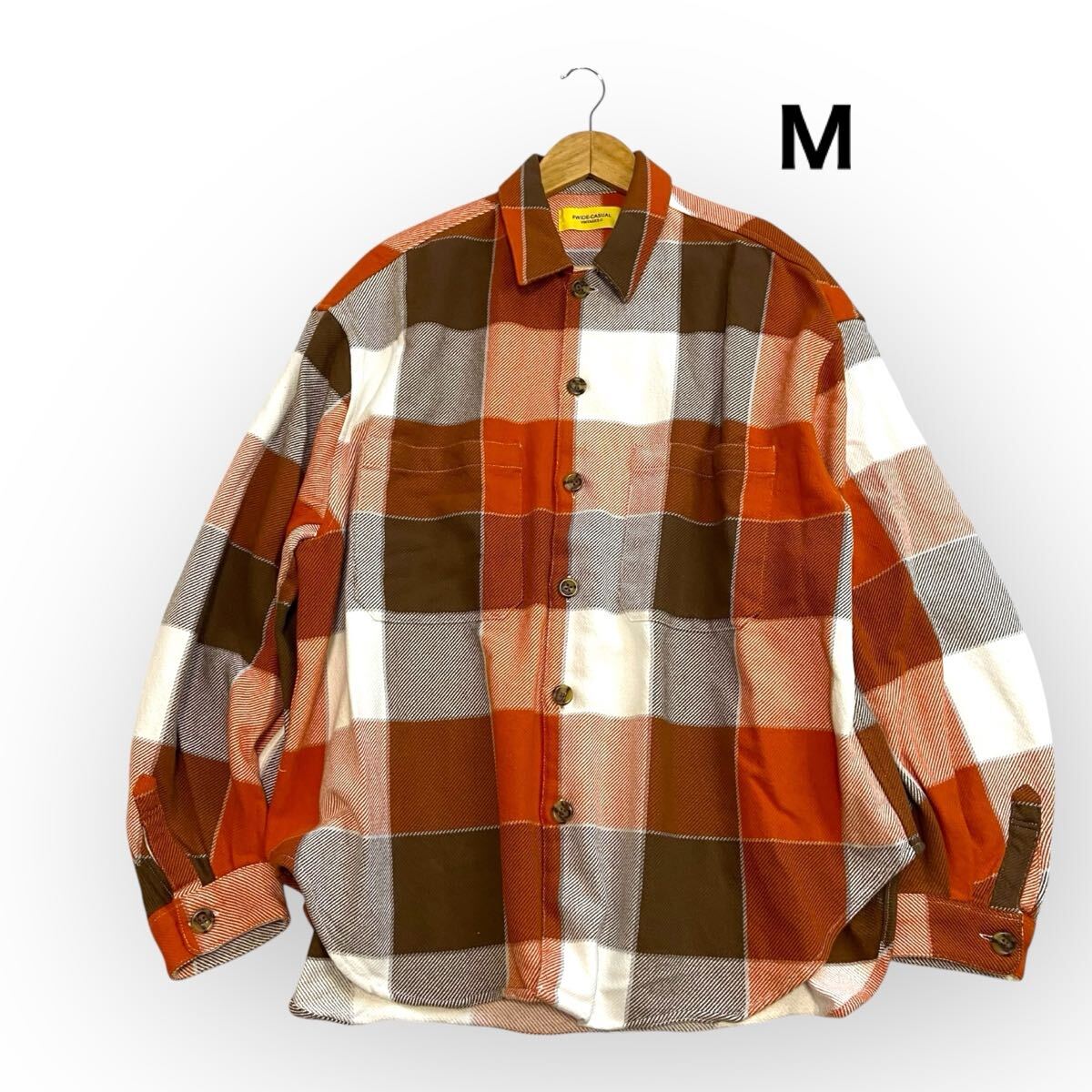 JOINT WORKS ジョイントワークス 長袖シャツ ワークシャツ チェック ジャケット 上着 オーバーシャツ ブラウン系 メンズM オーバーサイズ拍卖