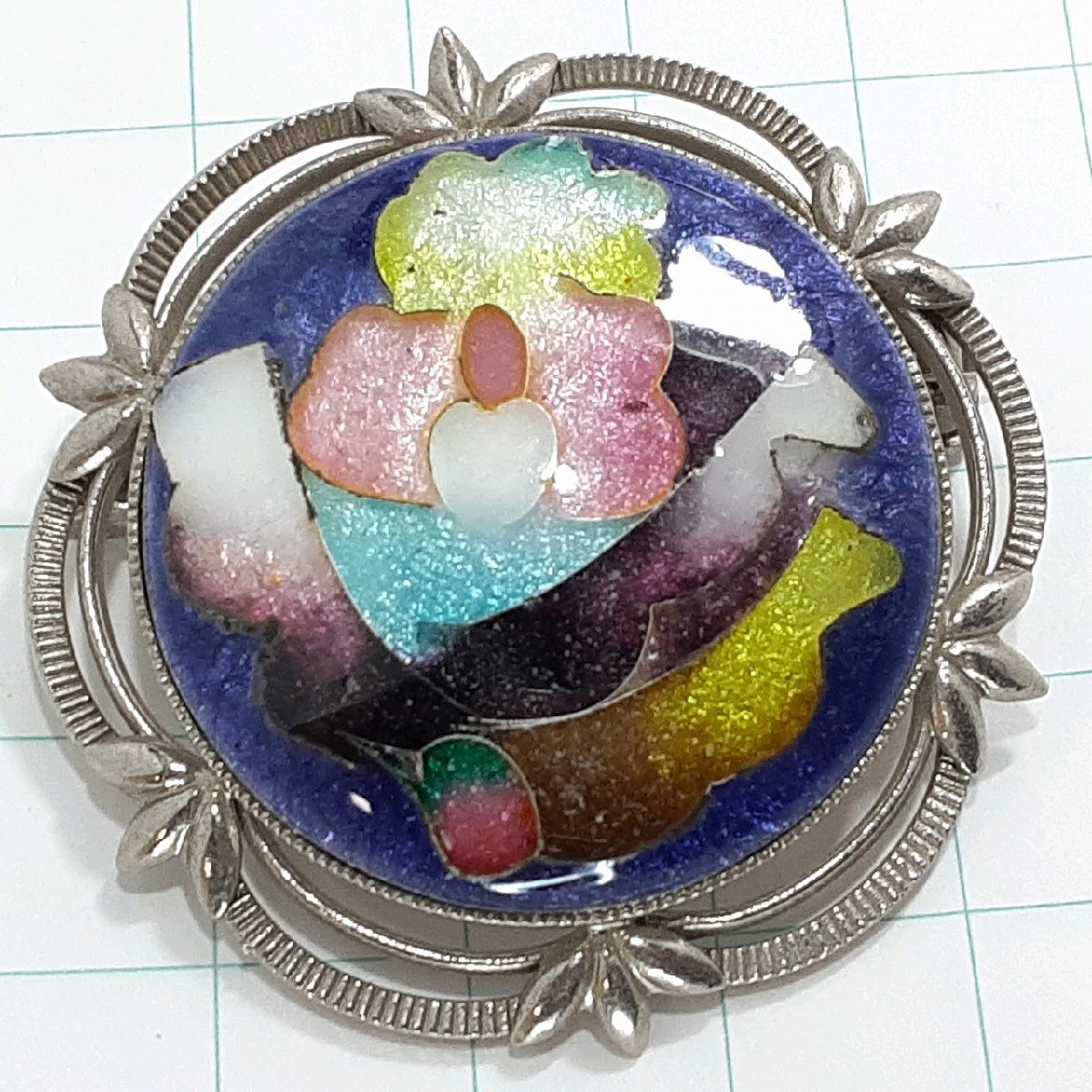 送料無料)ビンテージ☆七宝焼き☆アンティーク ブローチ A32253拍卖