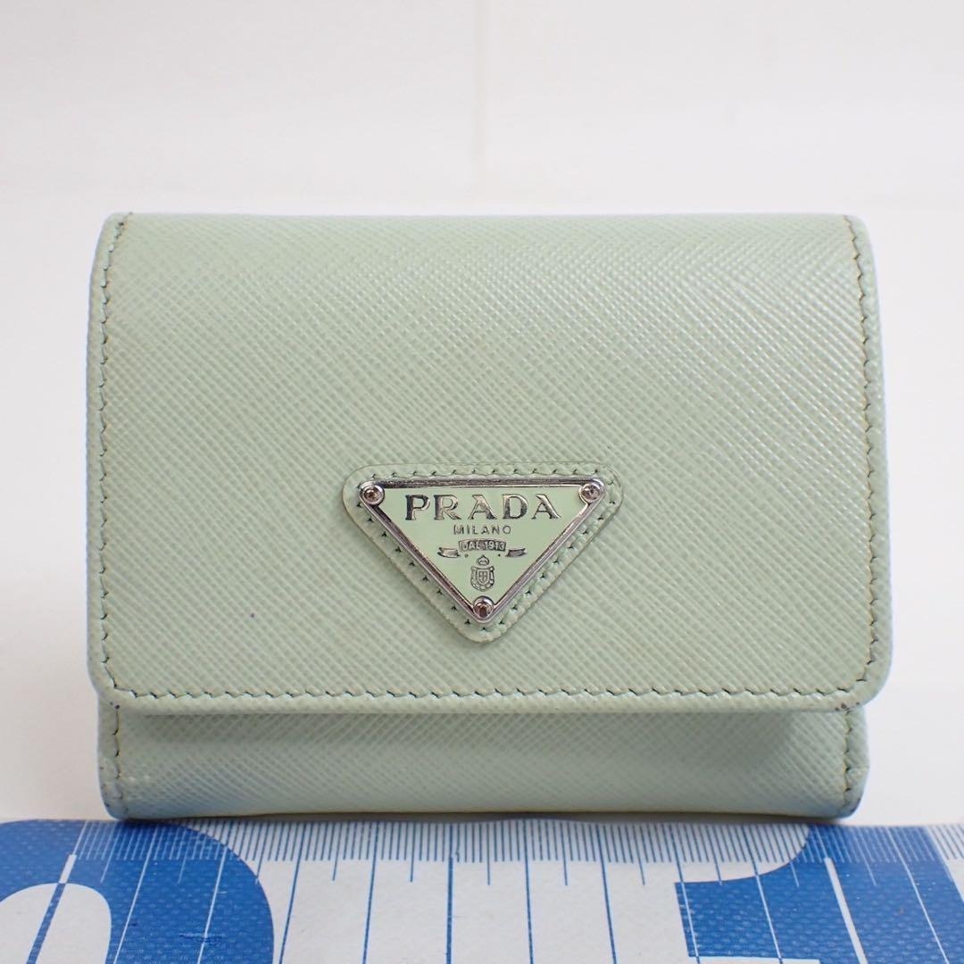 PRADA サフィアーノレザー 三つ折り財布 ライトグリーン プラダ拍卖