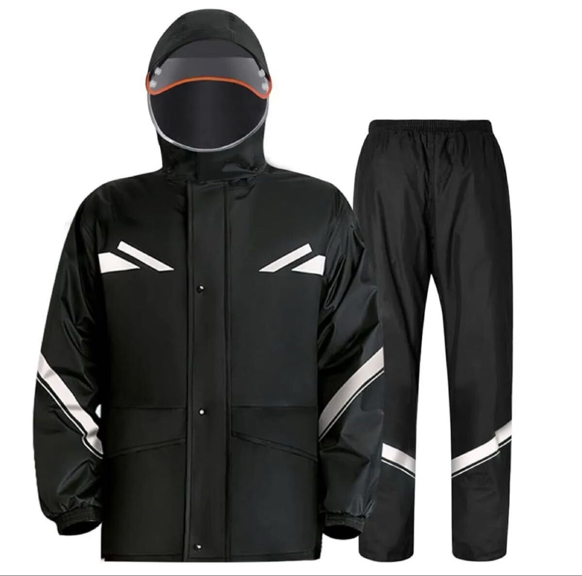 レインコート レインウェア レインスーツ アウトドア 上下セット メッシュ付二重構造 反射テープ付 雨具 着脱式合羽 透湿 防水拍卖