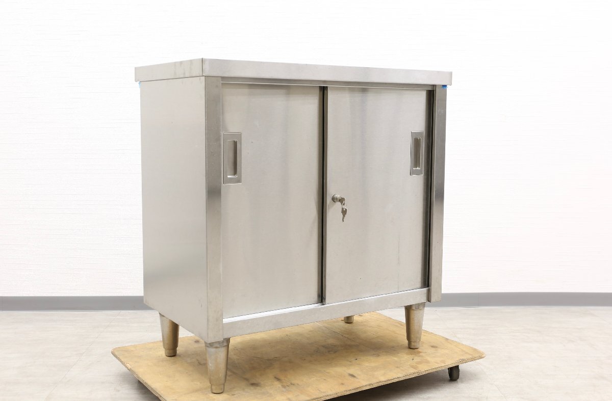 【I0767】★ステンレス★収納庫★保管庫★食器棚★カギあり★拍卖