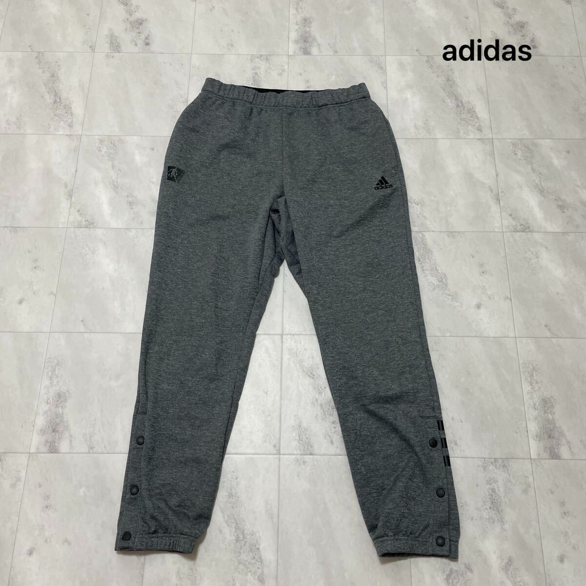 adidas アディダス sweat pants スウェットパンツ リブパンツ 刺繍ロゴ テーパード ジョガーパンツ 裾サイドボタン グレー XL 玉na1073拍卖