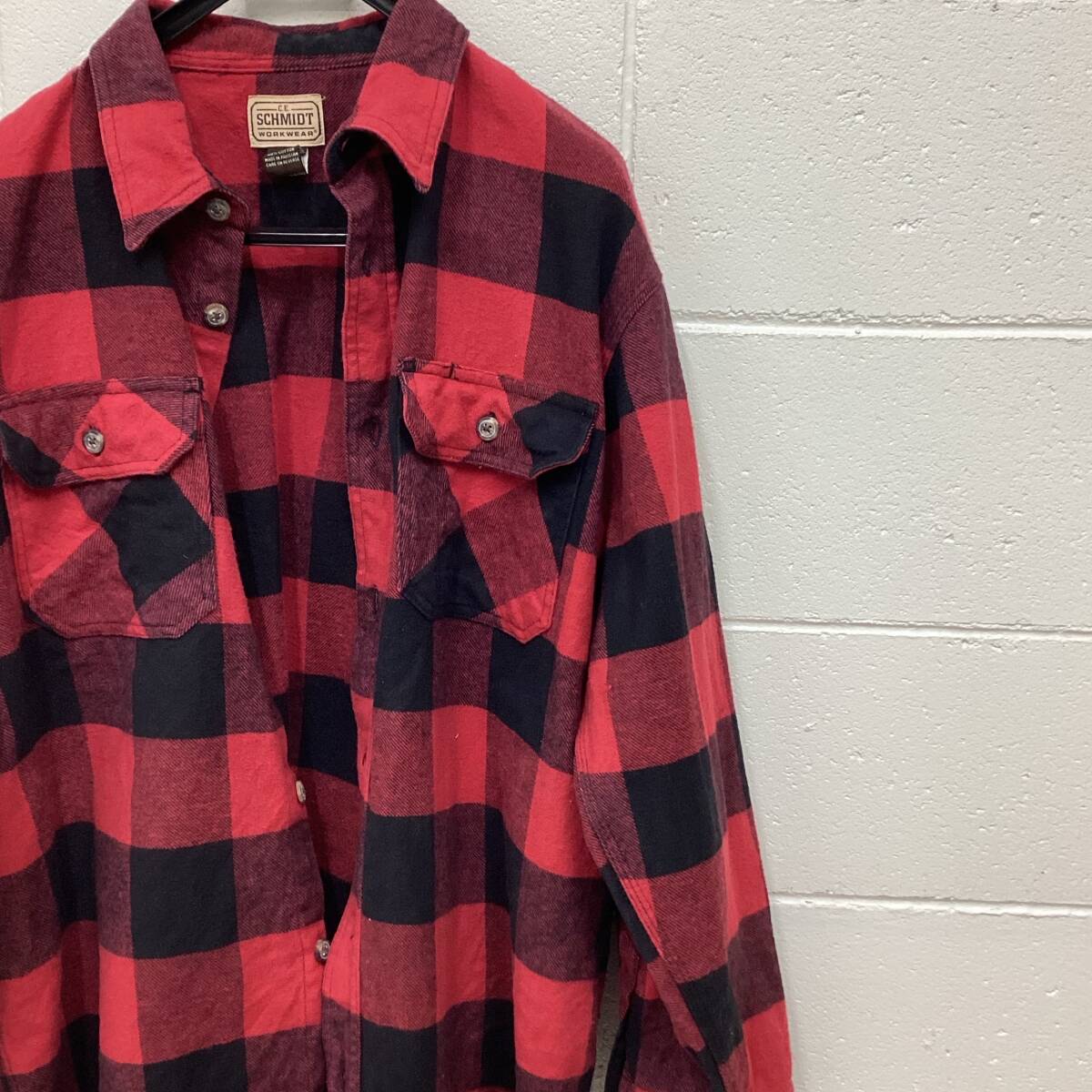 ◆ C.E. SCHMIDT WORKWEAR ネルシャツ Lサイズ シュミットワークウエア 赤黒 古着 アメカジ 管288拍卖
