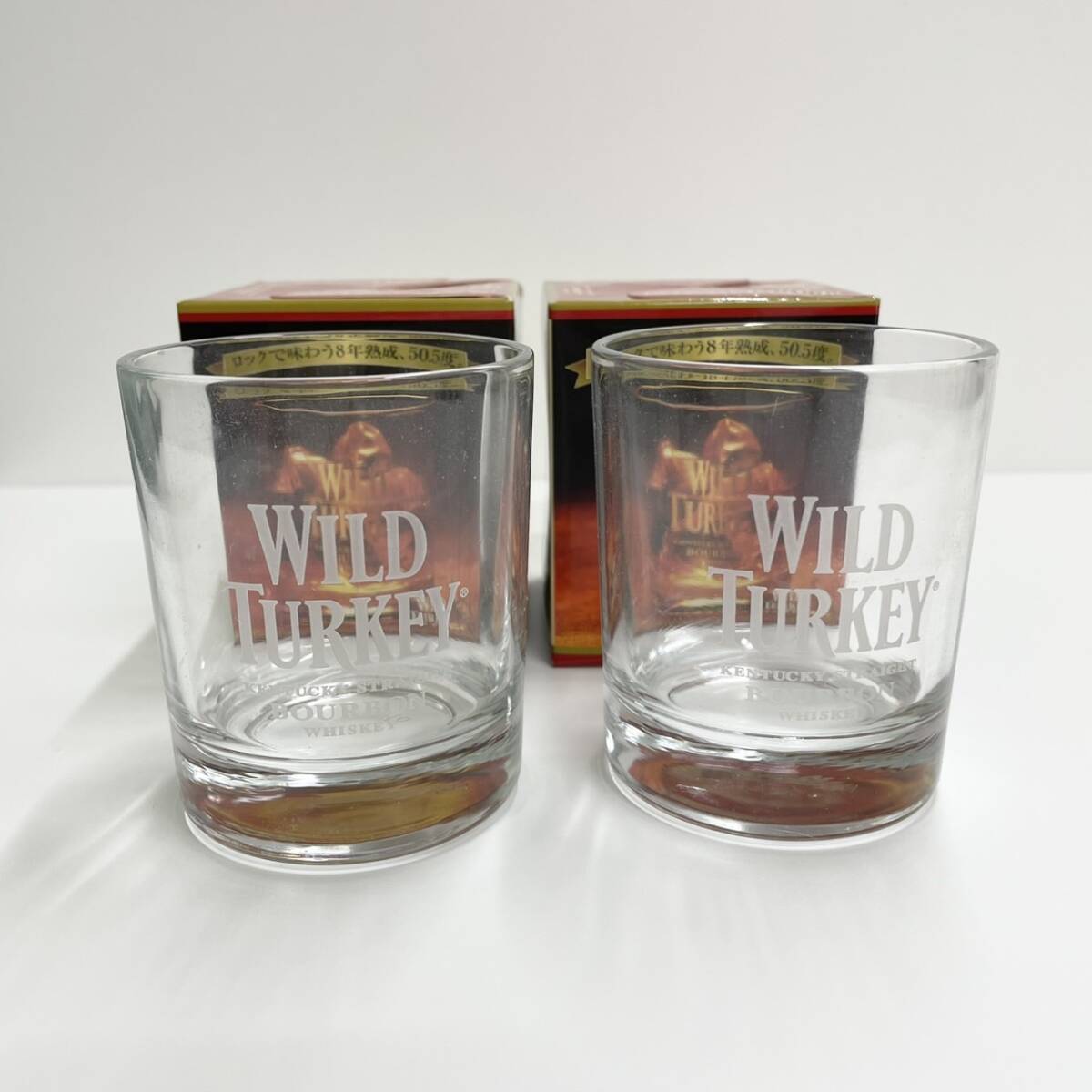 ★2点セット★WILD TURKEY ロックグラス 箱有 オリジナルグッズ ノベルティー ワイルドターキー レトロ キッチン 店舗 備品 管4568拍卖