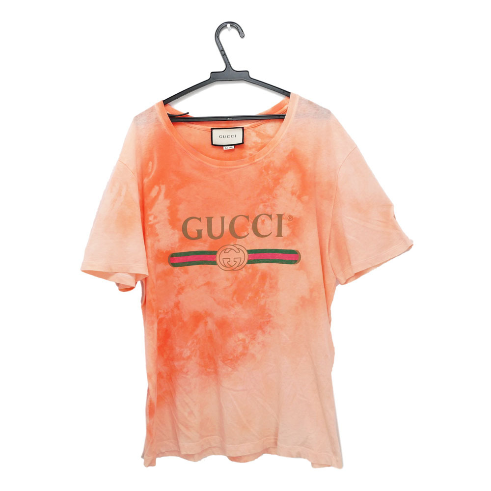 【名東】グッチ Tシャツ Lサイズ 440103 オレンジ コットン メンズ アパレル 男 服拍卖