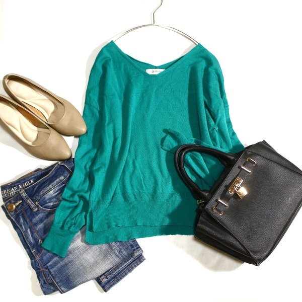 美品 nano universe ナノユニバース ウール100% 綺麗色 ニット セーター 36号 S 秋 冬 25B09拍卖