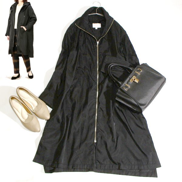 訳あり美品 ユナイテッドアローズ BEAUTY & YOUTH ナイロン調 ジップアップ ロングコート S 春 秋 25B09拍卖