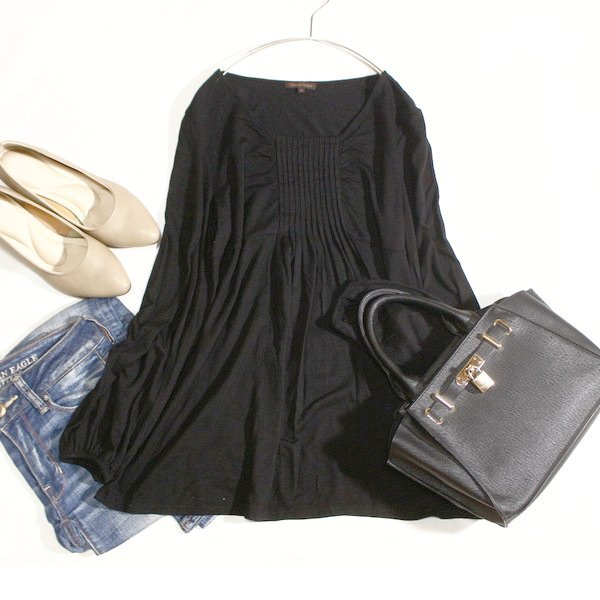 美品 TRANS WORK トランスワーク シルク・カシミアブレンド ストレッチ カットソー 40号 L 春 秋 25B09拍卖