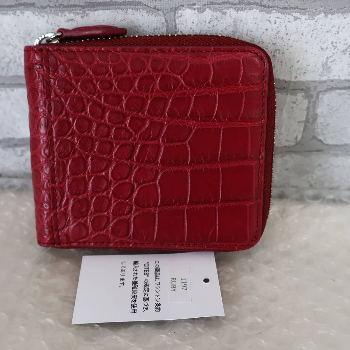 ◆未使用品*レアカラー*マットクロコダイル*クロコダイル*リアルクロコ*ラウンドジップ*レザー*二つ折り財布*財布*ウォレット*ローズ◆拍卖