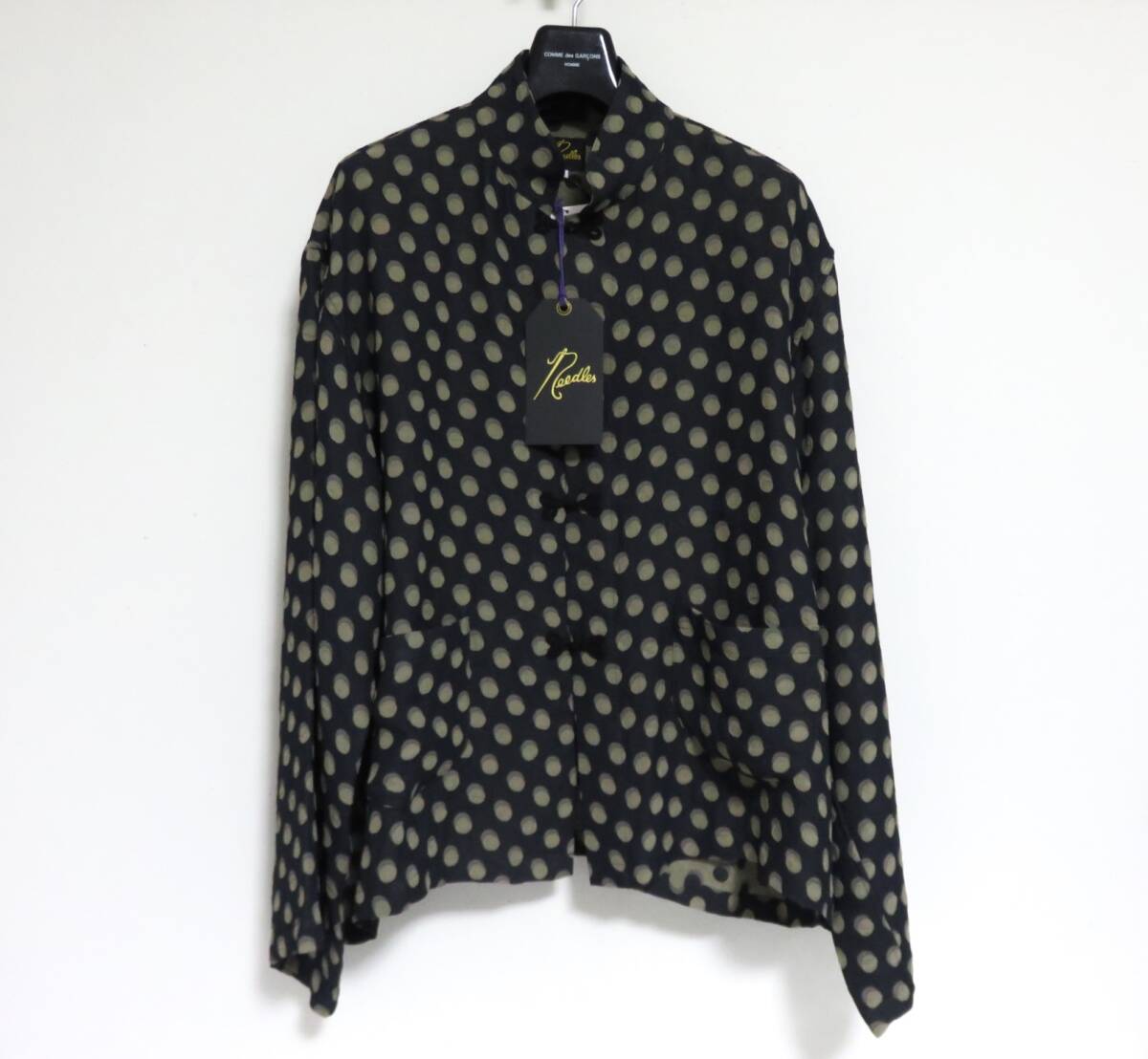 定価4.1万 新品 NEEDLES China Shirt Polka Dot 2 ネイビー ニードルズ チャイナ シャツ ポルカ ドット ニードルス アセテート レーヨン拍卖