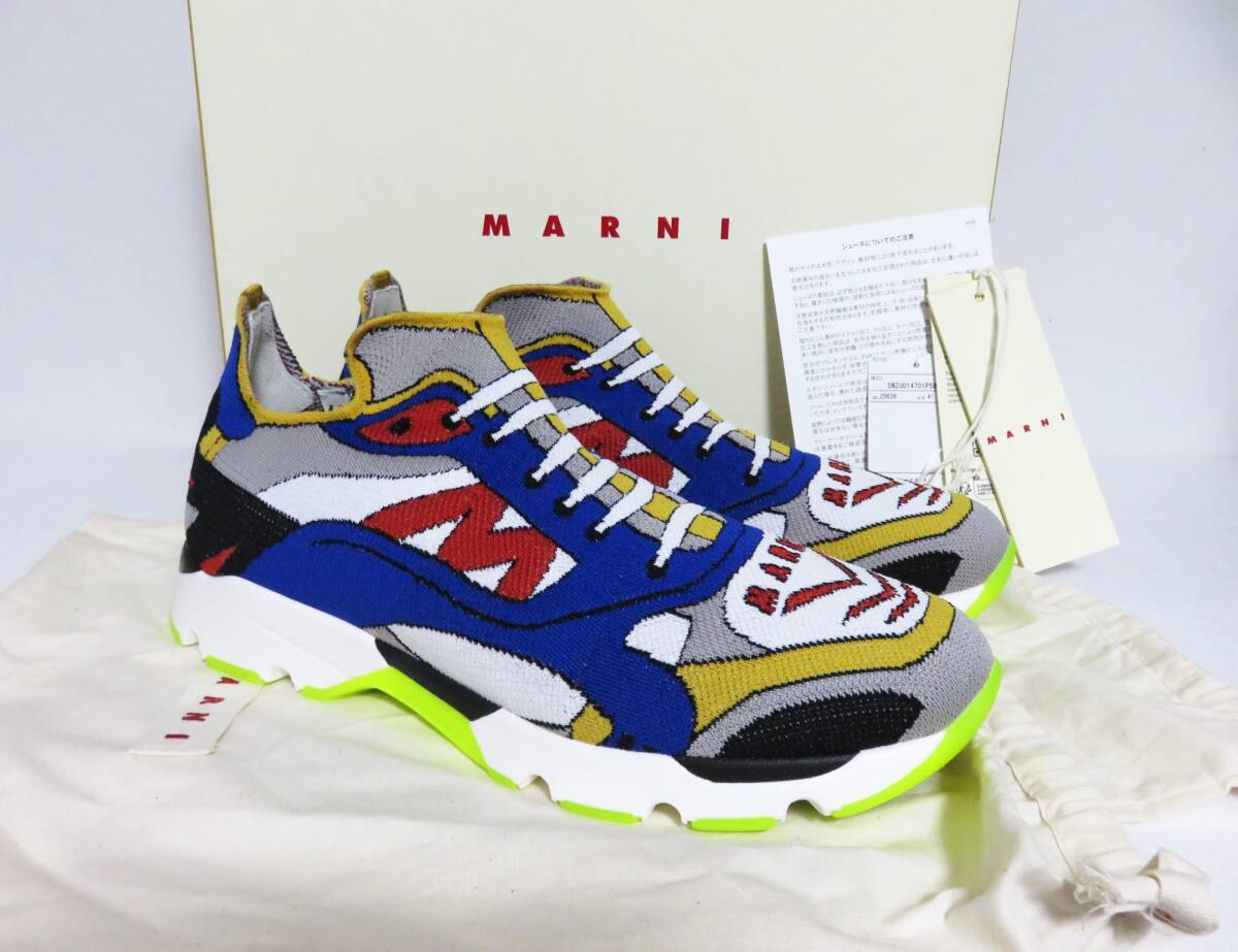送料無料 定価12.9万 新品 MARNI トロンプルイユ ニット スニーカー 41 イタリア製 マルニ スリッポン だまし絵 メンズ 靴 シューズ拍卖