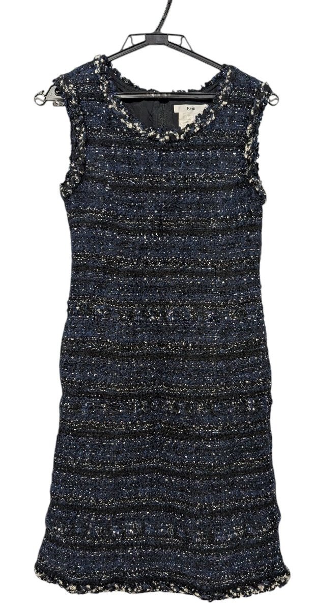 Rene ルネ ワンピース ツイード レディース ミックスツイード 6722050 紺 36 ノースリーブ レディース 【中古】拍卖