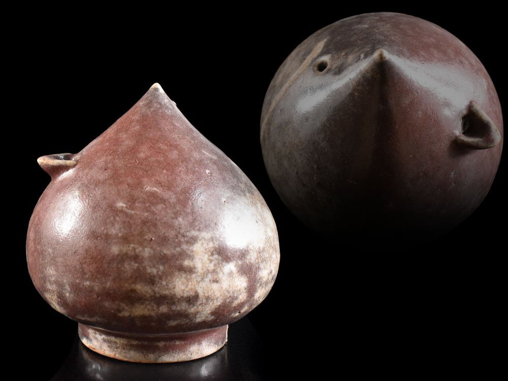 【雲】某名家収蔵品 韓国 李朝 辰砂 栗形 水滴 古美術品(書道具 文房具 朝鮮 中国)Y6671 OTgfd拍卖