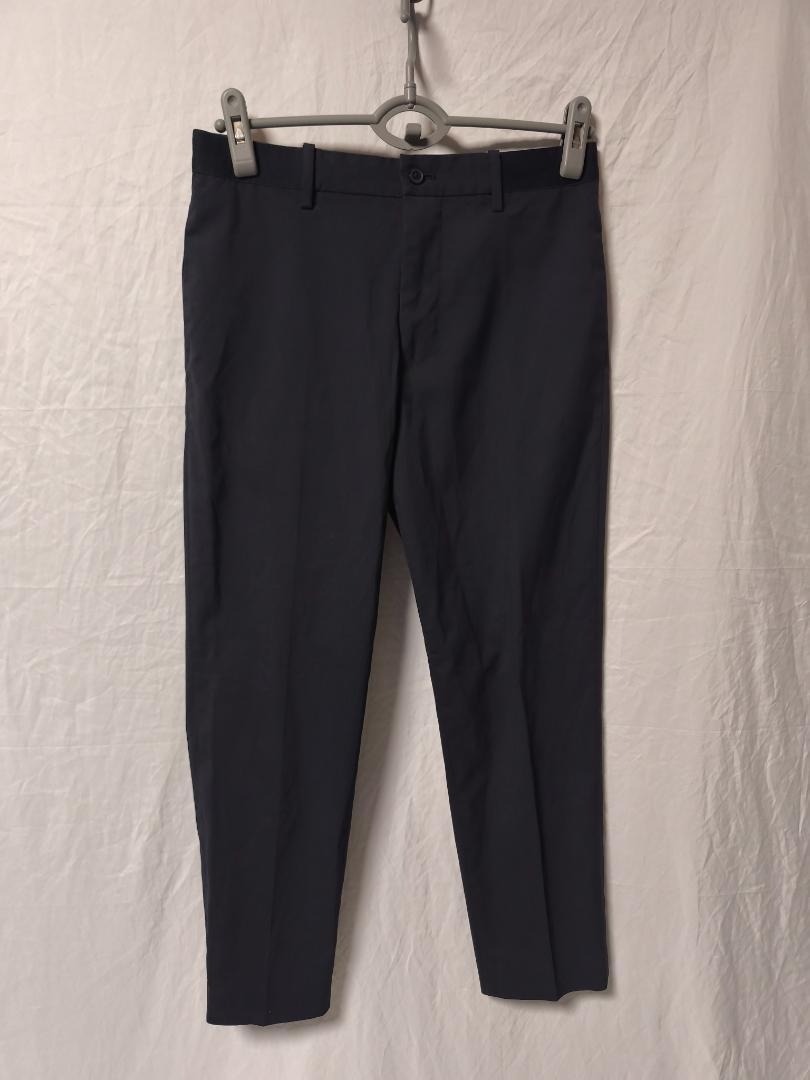 ユニクロ EZYアンクルパンツ ウールライク ネイビー スラックス メンズ S拍卖