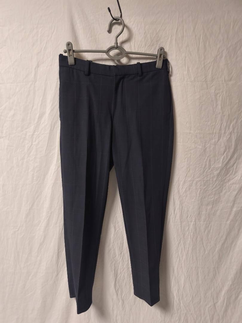 ユニクロ スマートアンクルパンツ ウィンドウペン ネイビー メンズ S拍卖