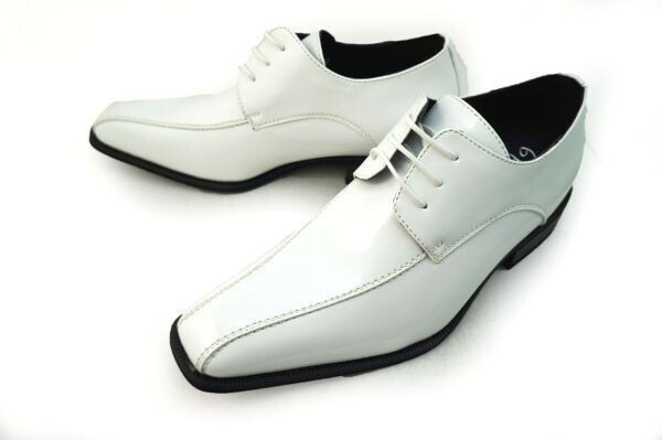 1円~L685新品cloud9スワールトゥ/編上げシークレットシューズ24.5㌢白♂拍卖