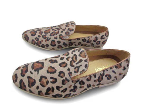 1円~L710新品Dedes日本製本革レザーオペラスリッポン25㌢ヒョウ柄♂拍卖