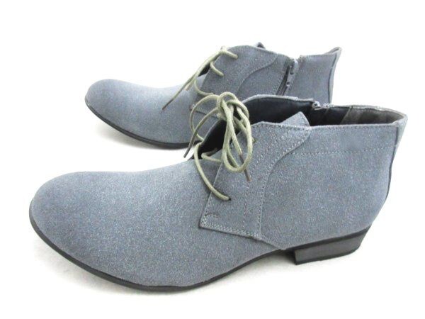 L0031新品Dedesサイドジップアップ/編上げチャッカーブーツ26.5㌢GRAY♂拍卖