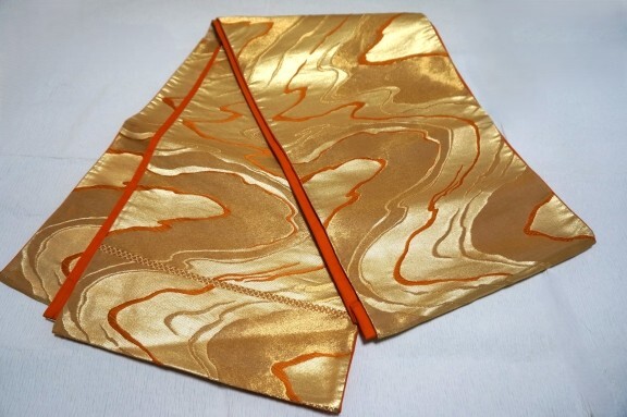 中古 袋帯 和装 和服 流水文 織り出し 金糸 約430cm拍卖