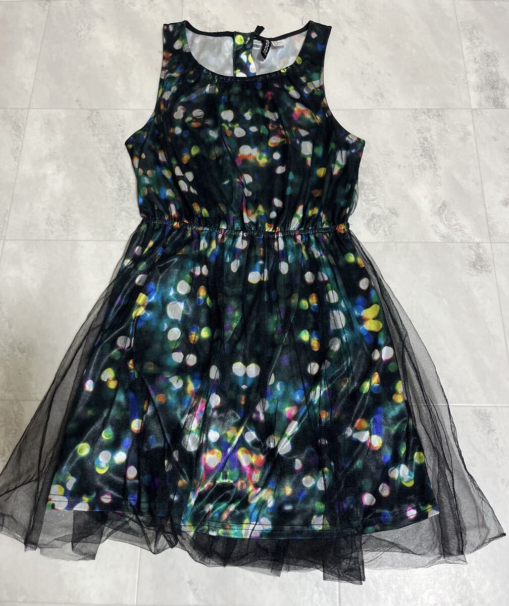 H&M DIVIDED ネオンカラー プリント チュールドレス  EUR36 165/84A 160CM拍卖