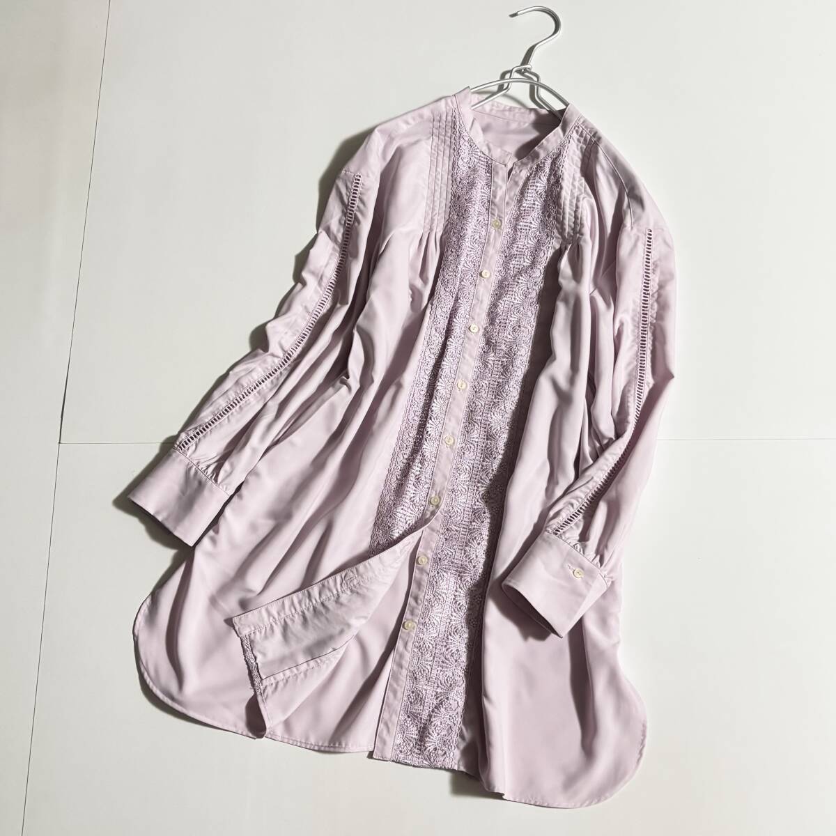 横浜元町 Zelal ゼラール サイズ11AR // レース装飾 薄ピンク系 ロングブラウス・ワンピース ②拍卖