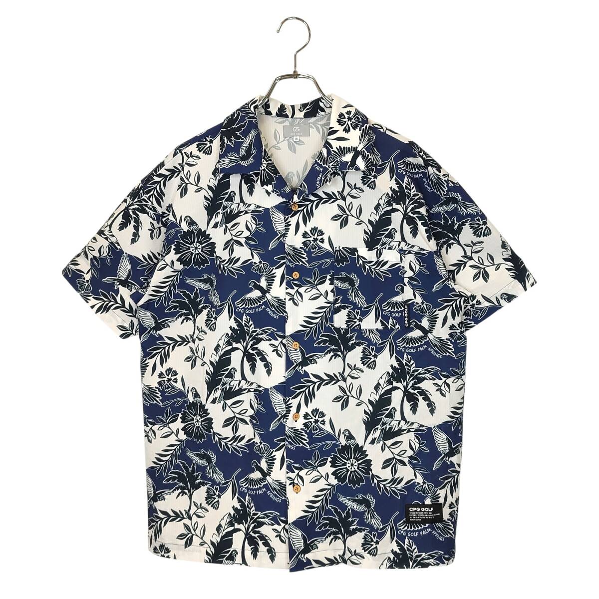CPG GOLF シーピージーゴルフ 半袖 アロハ シャツ 2101-25112 3 ネイビー×ホワイト メンズ拍卖