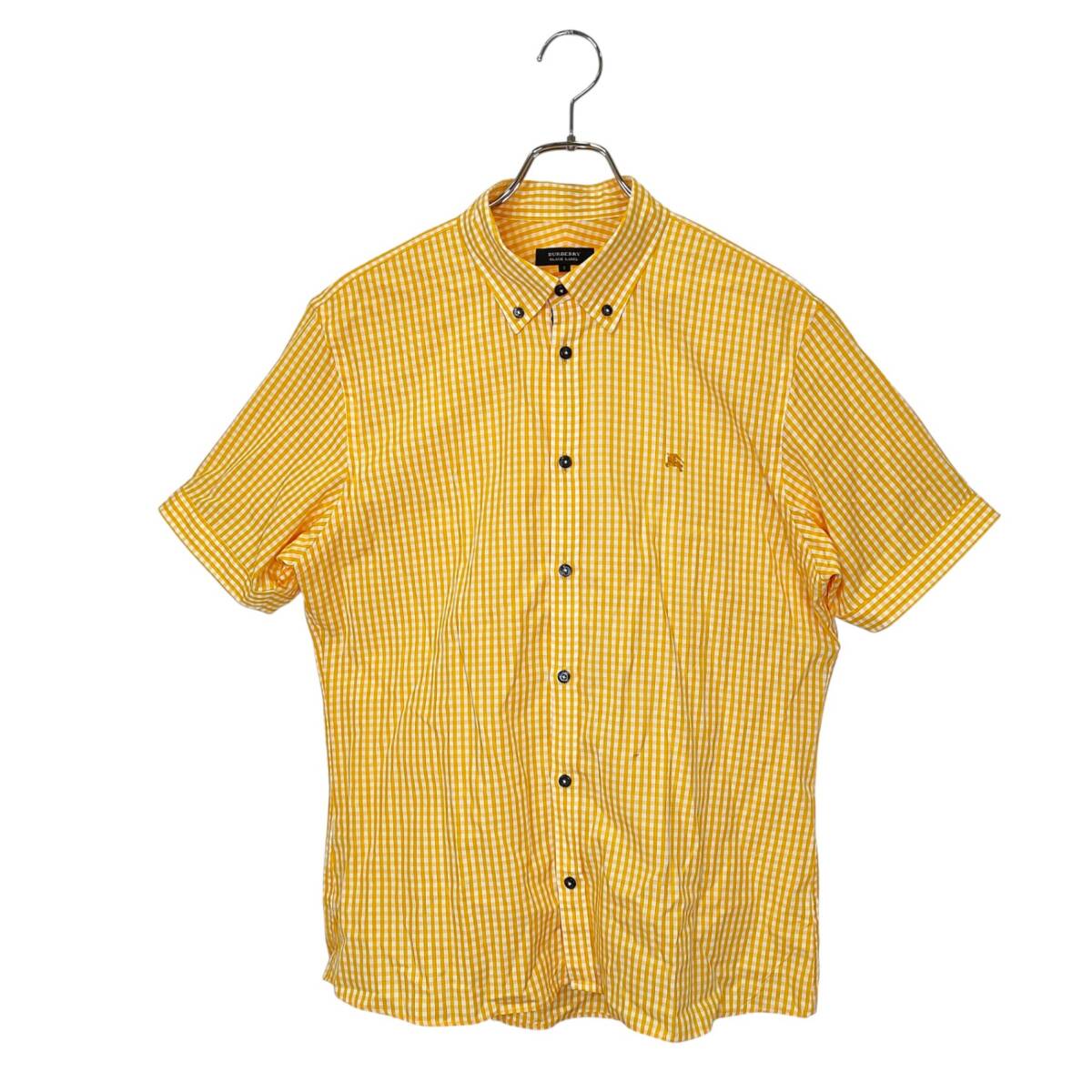 BURBERRY BLACK LABEL バーバリーブラックレーベル チェック柄 半袖 シャツ 01445-14 3 イエロー系 メンズ拍卖