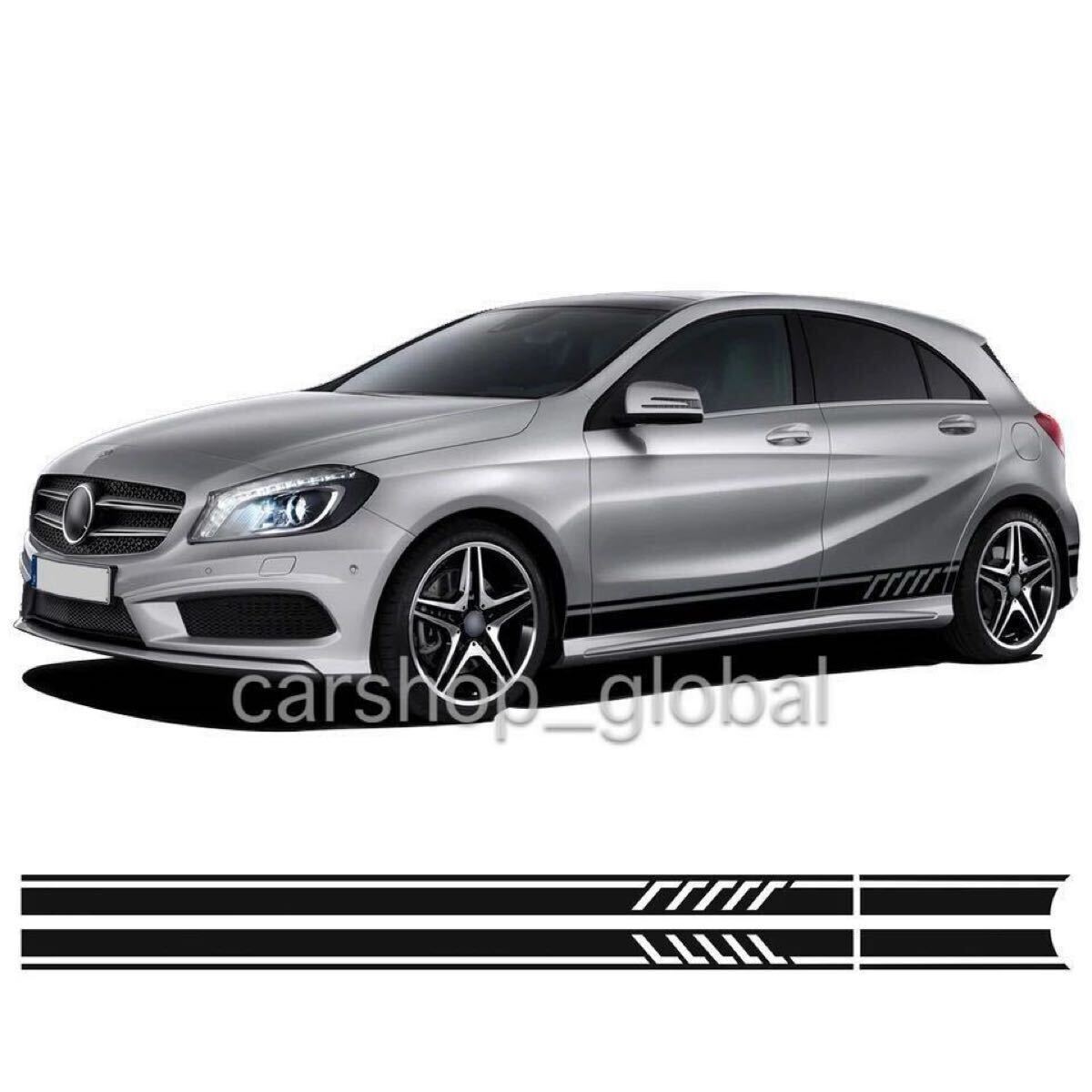 メルセデス ベンツ Aクラス W176 サイド ステッカー デカール 2枚セット カラー 8色あり ホワイト/ブラック/レッド/カーボン/イエロー等拍卖