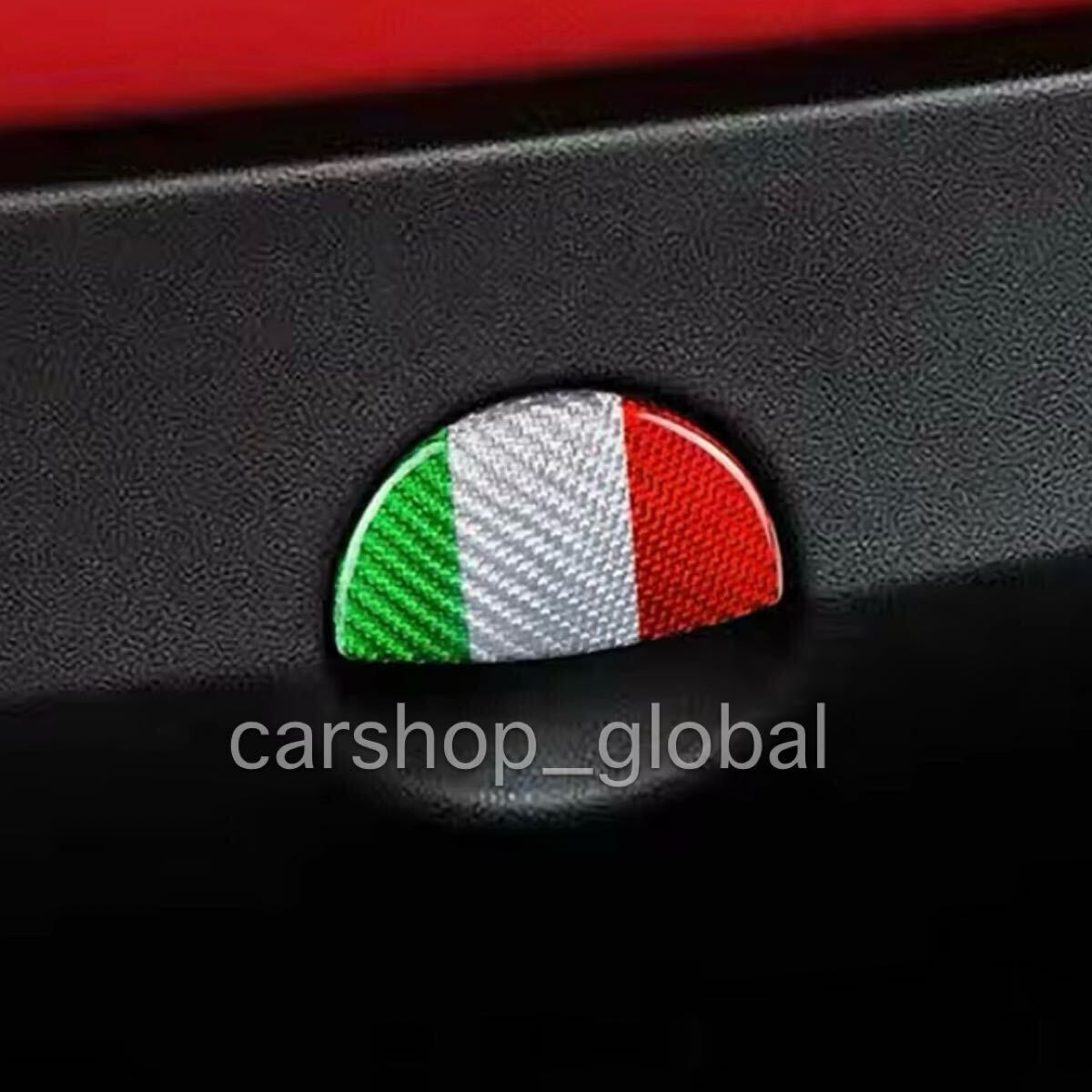 フィアット 500/アバルト 595/695対応 トリコロール柄カーボン グローブボックス ドアハンドル カバー パネル トリム ステッカー 左右H対応拍卖