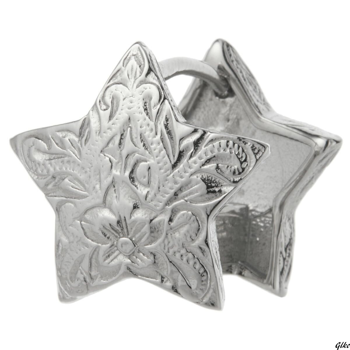 【サージカルステンレス使用で、金属アレルギーが出にくく安心】 ハワイアンジュエリー フープピアス レディース スター ギフト シルバー拍卖