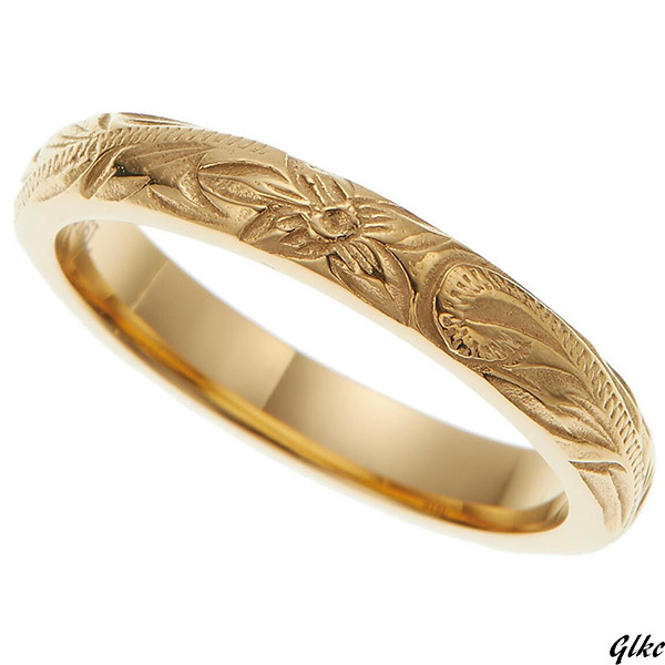 【サージカルステンレスを採用、金属アレルギー対応で安心感】 ハワイアンリング ペアリング ピンキーリング ゴールド プレゼント 3号拍卖