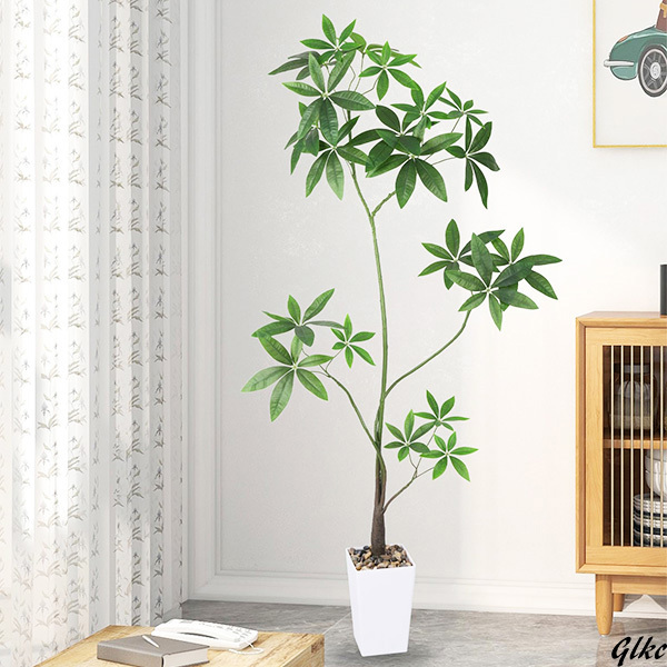 【インテリアとして室内空間をおしゃれに演出】 人工観葉植物 パキラ 高さ125cm フェイクグリーン 手入れ不要 光触媒 プレゼント拍卖