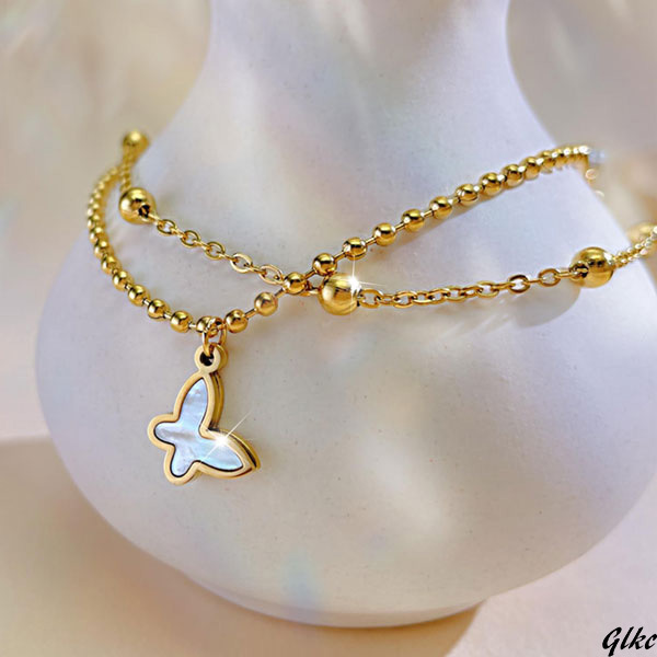 【上品にきらめく二重アンクレット】 足首チェーン 手首兼用 18金 金属アレルギー対応 華奢 つけっぱなし対応 プレゼント ギフト拍卖