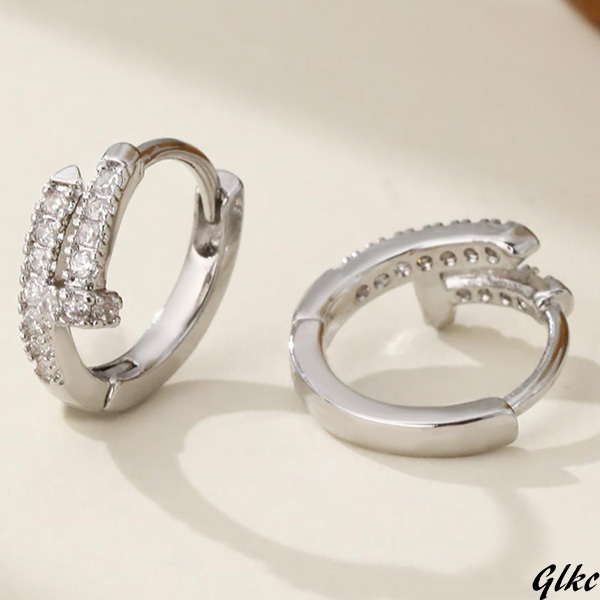 【華奢なデザインで上品な輝きを放つジルコンリングピアス】 金属アレルギー対応 フープピアス 誕生日 母の日 贈り物 プレゼント拍卖
