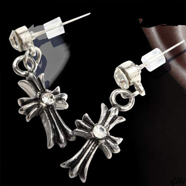 【キュービックジルコニアを使用し輝きをプラス】 クロスピアス シルバーピアス メンズ レディース 金属アレルギー対応 ギフト シルバー拍卖