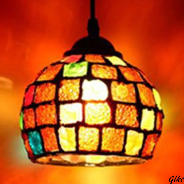 【コード長さを自由に調整可能で、用途に合わせやすい】 北欧 ペンダントライト ステンドグラス 琥珀色 LED ダクトレール ダイニング拍卖