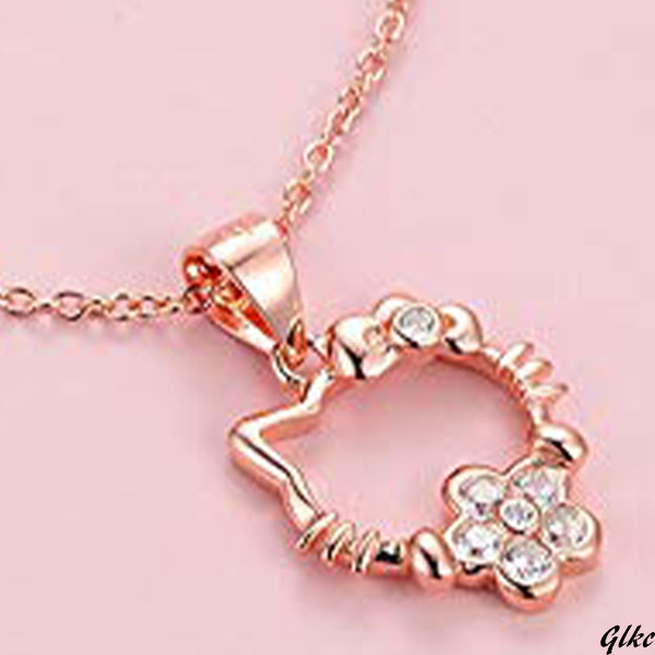 【ジルコニア輝くS925仕様、大人可愛いネックレス】 猫モチーフジュエリー 金属アレルギー対応 18Kピンクゴールド プレゼント拍卖