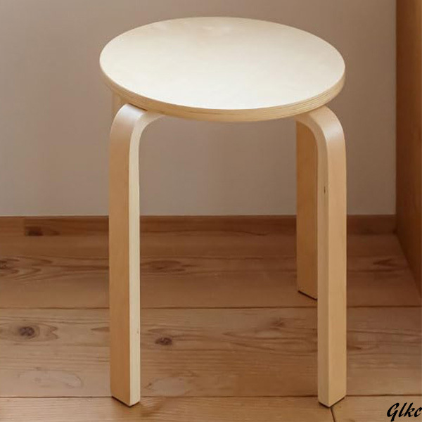 【丸型のデザインで圧迫感が少なくインテリアに馴染みやすい】 木製スツール 高さ45cm ナチュラルインテリア 多用途 スタッキング可能拍卖