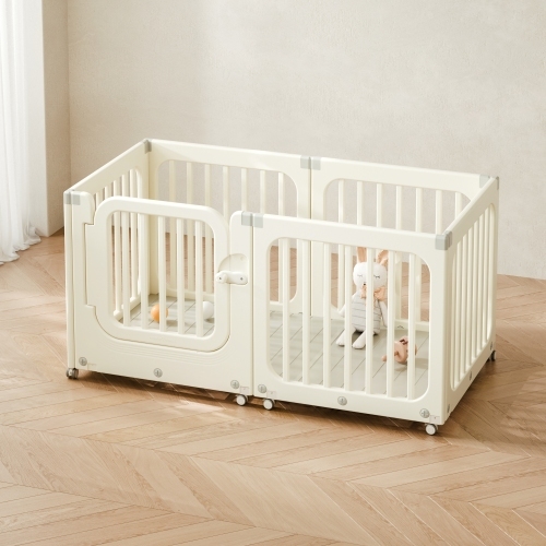ベビーサークル キャスター付き プレイヤード 小さめ プレイサークル ドア付 移動ラクラク ベビーフェンス 設置簡単 ベビーガード拍卖