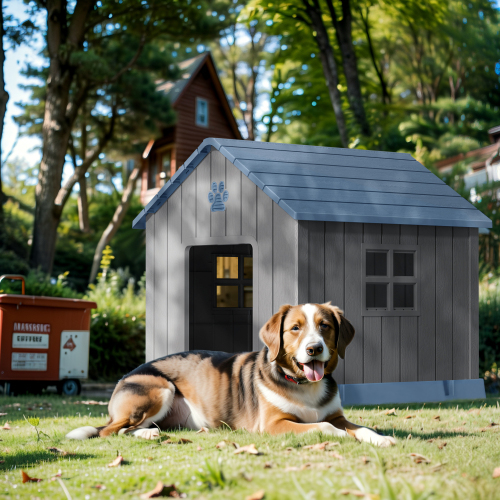 犬小屋 ペットハウス ペットケージ プラスチック製 犬 室内犬 室外 ペットゲージ オシャレ ボブハウス ペットハウス M グレー+ブルー 拍卖