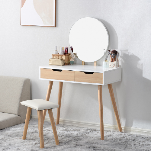 ドレッサー化粧台 化 鏡台 梳台 化粧テーブル ドレッサーテーブル(ホワイト) 拍卖