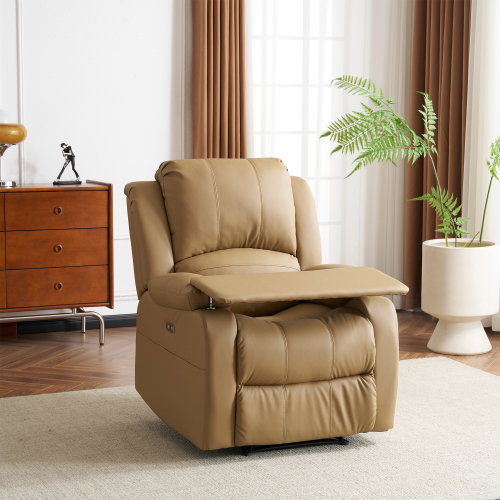 リクライニングチェア テーブル付き リクライニングソファ 1人掛け 電動 リクライニング ファブリック 一人暮らし 【ライトコーヒー】 拍卖
